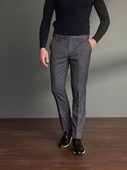 Grey Slim Fit Signature 100% Wool Trousers With Motion Flex Waistband - Image 1 of 5