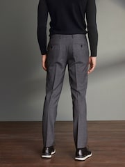 Grey Slim Fit Signature 100% Wool Trousers With Motion Flex Waistband - Image 3 of 5