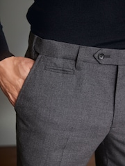 Grey Slim Fit Signature 100% Wool Trousers With Motion Flex Waistband - Image 4 of 5