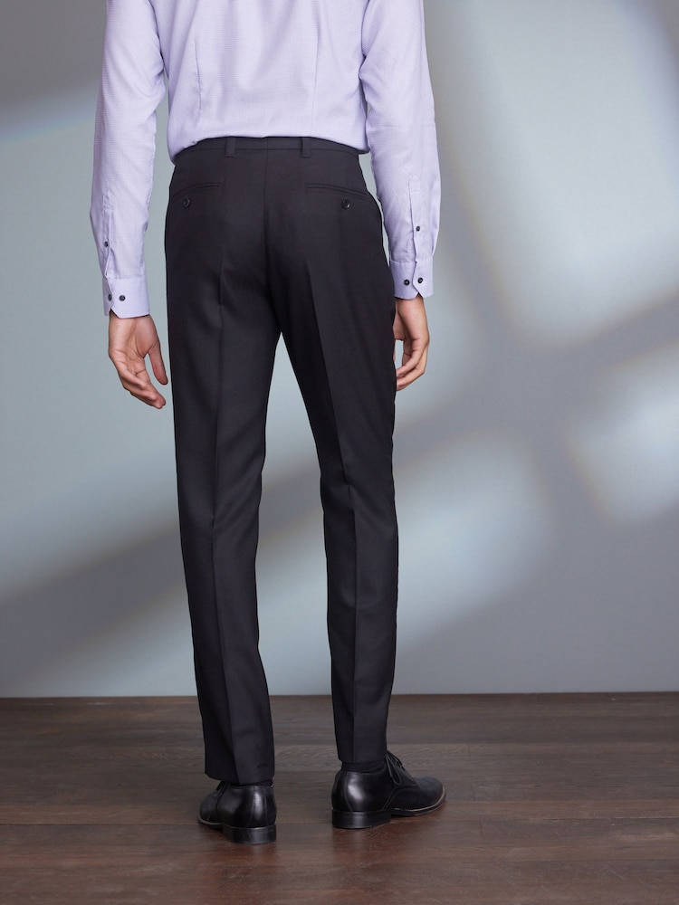 Black Regular Fit Signature 100% Wool Trousers With Motion Flex Waistband - Image 3 of 14