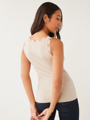 Rosemunde Silk Blend Top with Lace Detail - Image 1 of 4