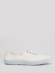 Trotters London White Adult Plum Canvas Shoes - Image 4 of 6