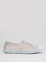 Trotters London Silver Adult Plum Canvas Shoes - Image 2 of 3