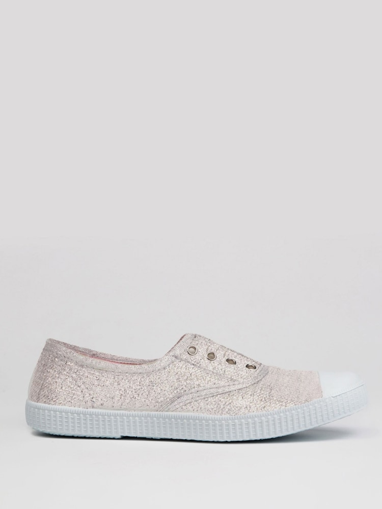 Trotters London Silver Adult Plum Canvas Shoes - Image 2 of 3
