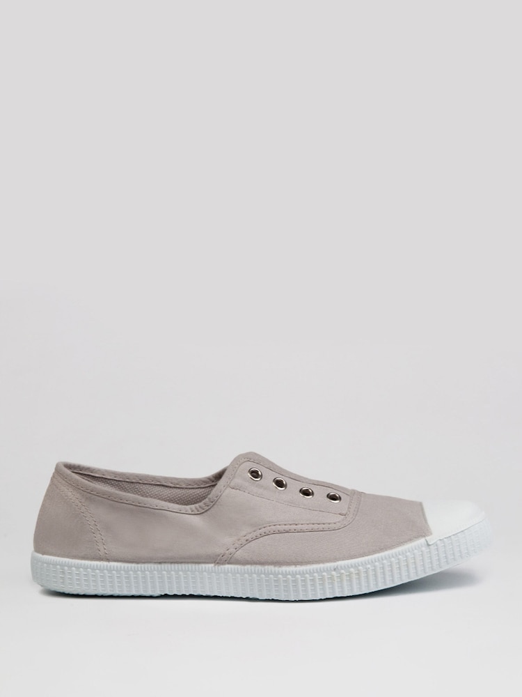 Trotters London Natural Adult Plum Canvas Shoes - Image 3 of 5