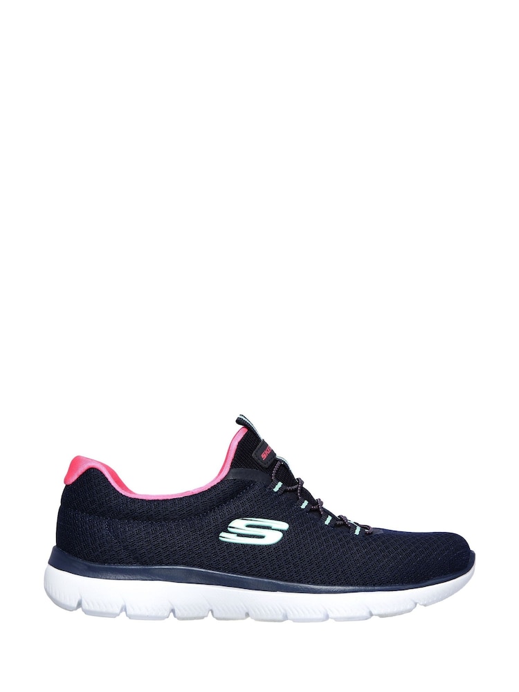 Skechers Blue Womens Summits Slip-On Sports Trainers - Image 1 of 5