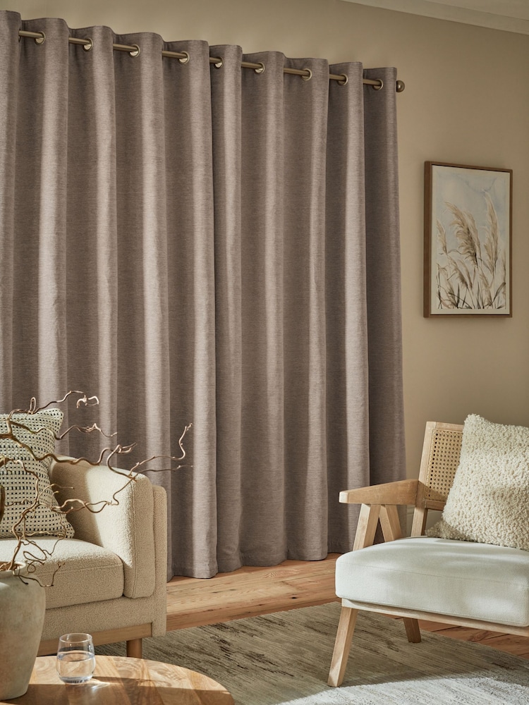 Natural Soft Touch Chenille Lined Eyelet Curtains - Image 2 of 6