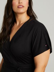 Tommy Hilfiger Black Curve Midi Wrap Dress - Image 4 of 5
