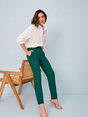 Green Smart Belted Taper Leg Trousers - Image 1 of 5