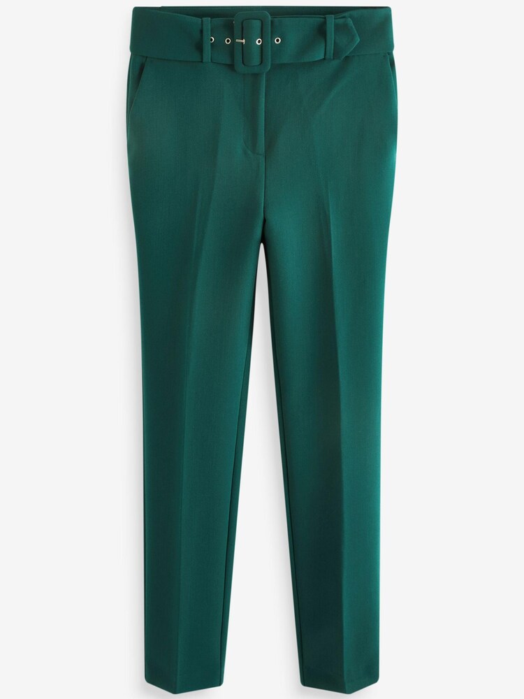 Green Smart Belted Taper Leg Trousers - Image 5 of 5