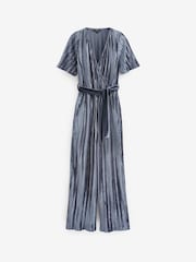Grey Velvet Plissé Wrap Jumpsuit - Image 5 of 5