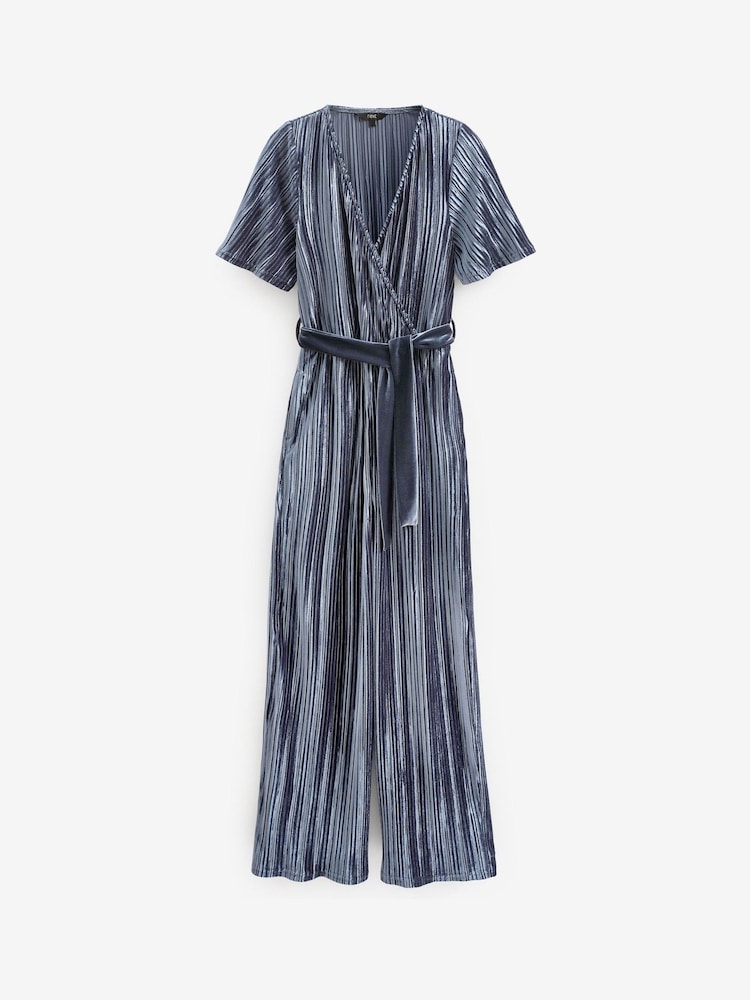 Grey Velvet Plissé Wrap Jumpsuit - Image 5 of 5