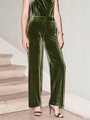 Green Next Wide Leg Velvet Trousers - Image 3 of 5
