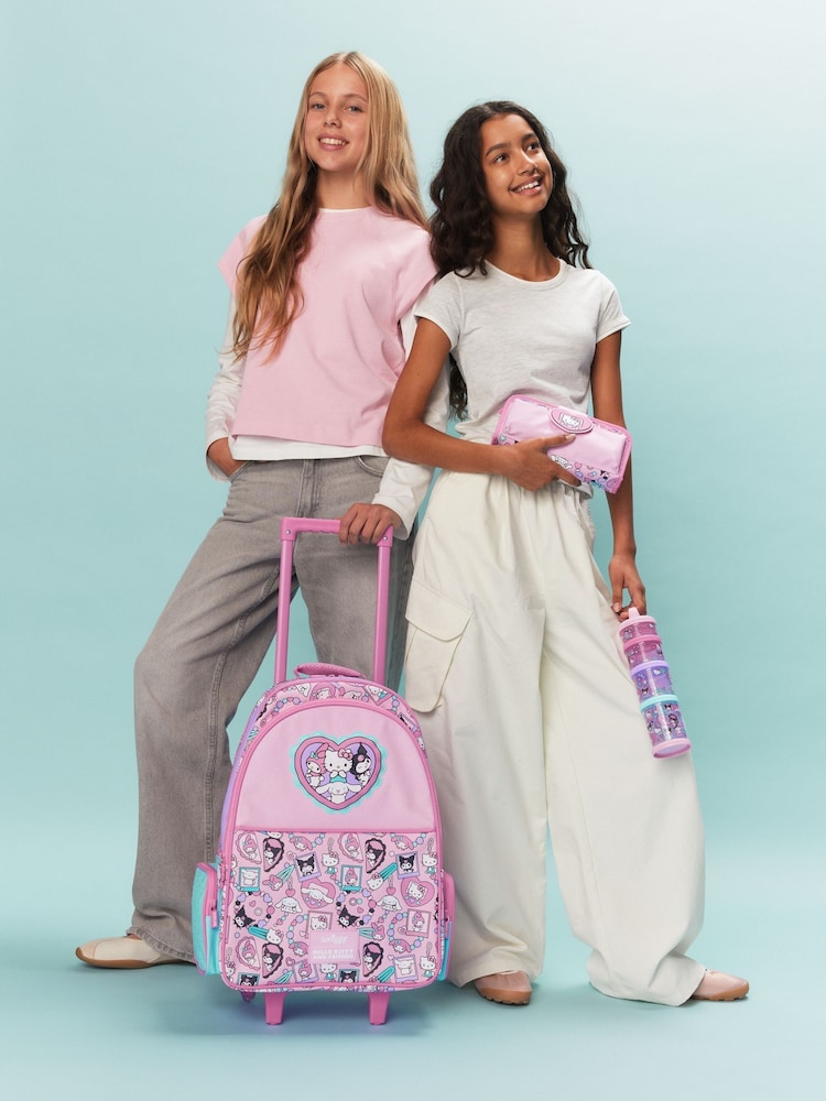 Smiggle Pink Hello Kitty And Friends Trolley Backpack With Light Up Wheels - Image 2 of 5 Smiggle Pink Hello Kitty And Friends Trolley Backpack With Light Up Wheels - Image 2 of 5