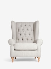 Tweedy Blend Oyster Natural Grande Sherlock Button Armchair - Image 2 of 7