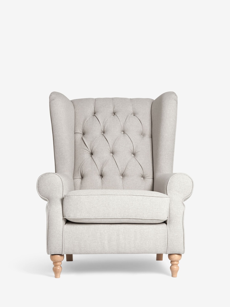 Tweedy Blend Oyster Natural Grande Sherlock Button Armchair - Image 2 of 7