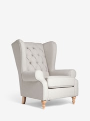 Tweedy Blend Oyster Natural Grande Sherlock Button Armchair - Image 5 of 7