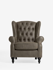 Monza Faux Leather Peppercorn Brown Sherlock Button Armchair - Image 2 of 7