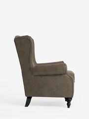 Monza Faux Leather Peppercorn Brown Sherlock Button Armchair - Image 5 of 7