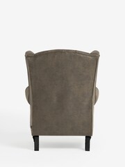 Monza Faux Leather Peppercorn Brown Sherlock Button Armchair - Image 6 of 7