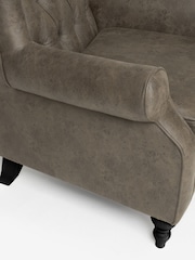 Monza Faux Leather Peppercorn Brown Sherlock Button Armchair - Image 7 of 7
