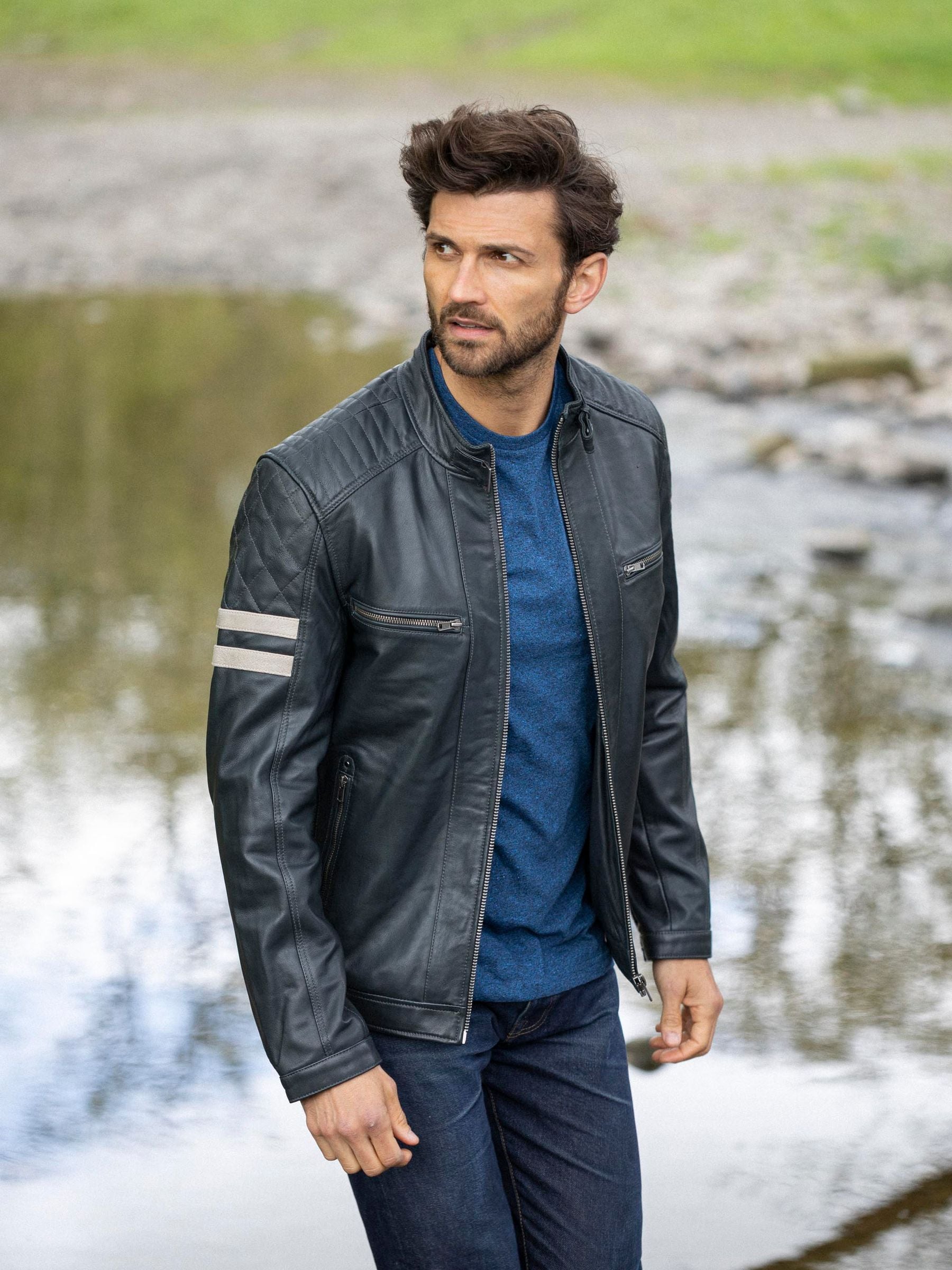 Comprar Azul marino Chaqueta motera de cuero Charlie de Lakeland Leather from Next Spain