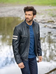 Lakeland Leather Navy Charlie Leather Biker Jacket - Image 1 of 3