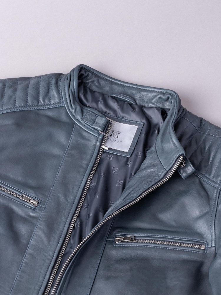 Lakeland Leather Navy Charlie Leather Biker Jacket - Image 3 of 3