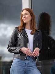 Lakeland Leather Black Grasmere Leather Biker Jacket - Image 1 of 10