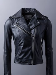 Lakeland Leather Black Grasmere Leather Biker Jacket - Image 5 of 10