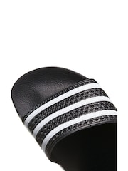 adidas Originals Black Adilette Slides - Image 9 of 10