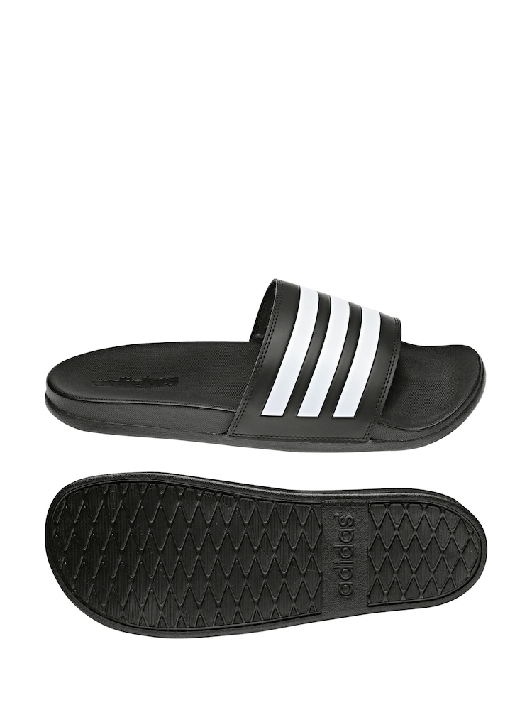 adidas Black/chrome Adilette Comfort Slides - Image 2 of 8