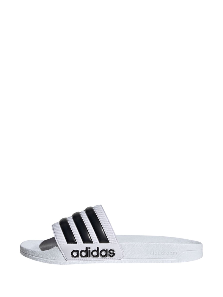adidas White Sportswear Adilette Shower Sliders - Image 3 of 8