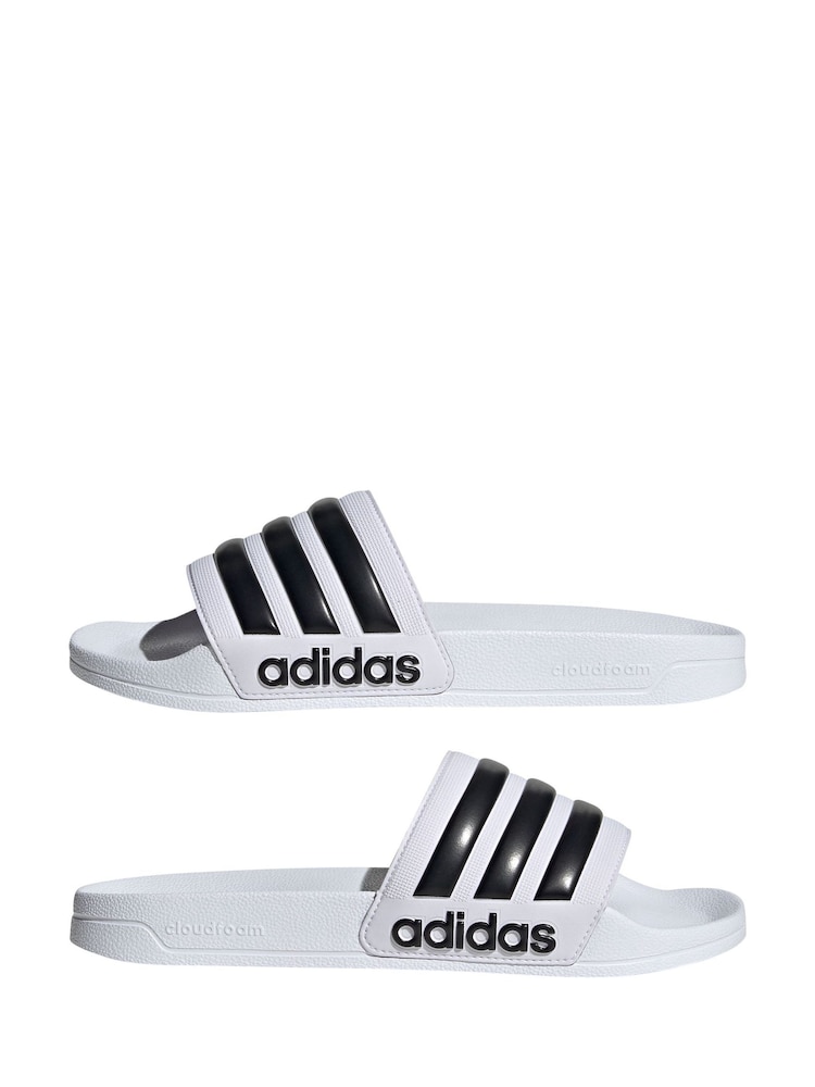 adidas White Sportswear Adilette Shower Sliders - Image 4 of 8
