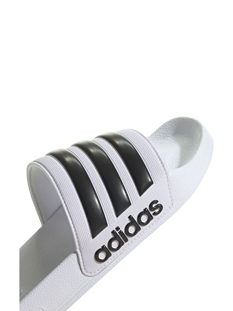 adidas White Sportswear Adilette Shower Sliders - Image 7 of 8