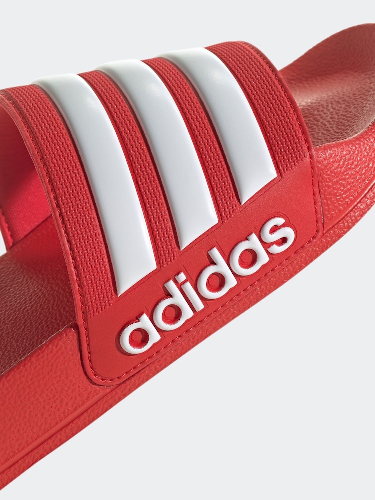 adidas Red Sportswear Adilette Shower Sliders - Image 9 of 9