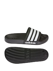 adidas Black/White Sportswear Adilette Shower Sliders - Image 2 of 9