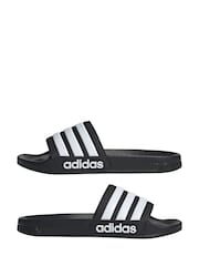 adidas Black/White Sportswear Adilette Shower Sliders - Image 4 of 9