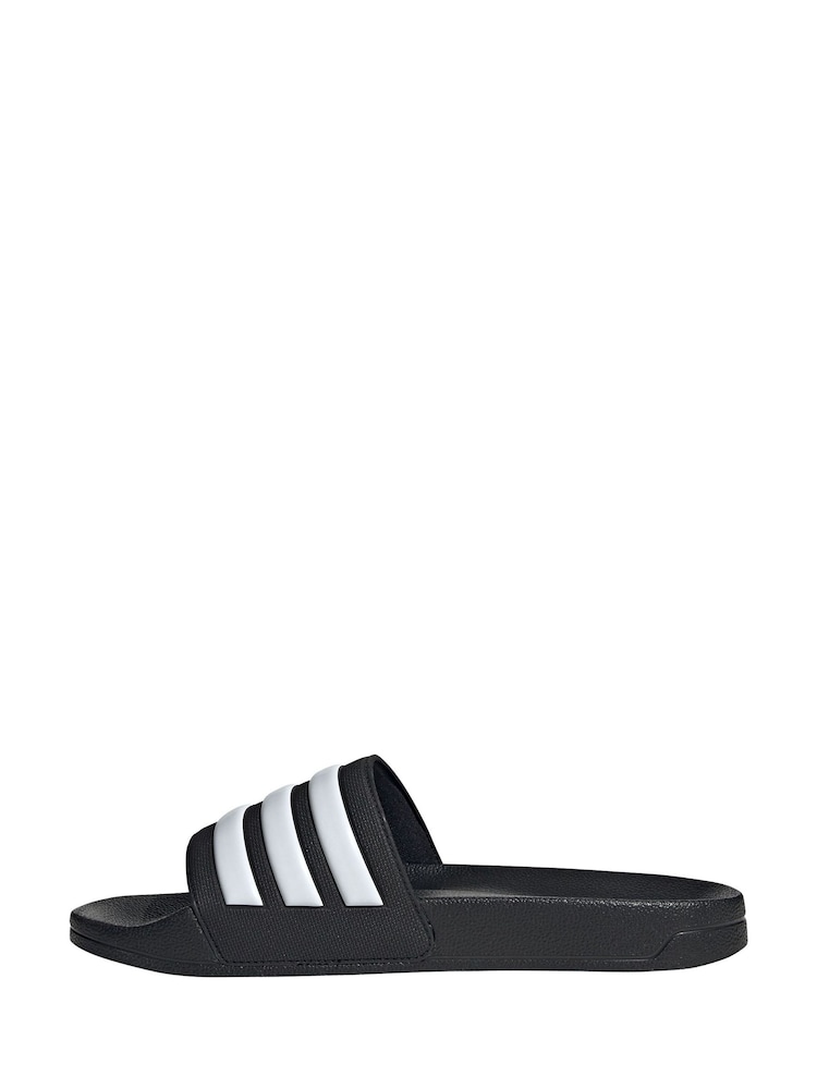 adidas Black/White Sportswear Adilette Shower Sliders - Image 5 of 9