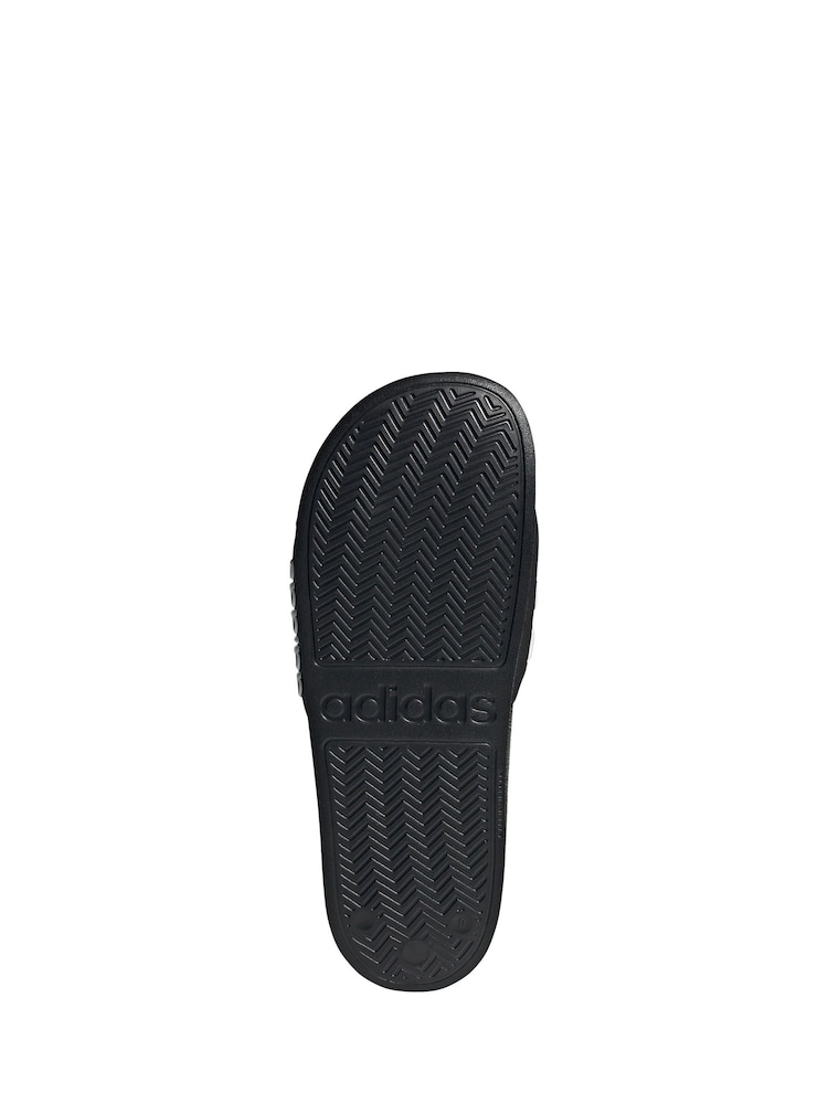 adidas Black/White Sportswear Adilette Shower Sliders - Image 6 of 9