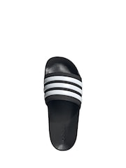 adidas Black/White Sportswear Adilette Shower Sliders - Image 7 of 9