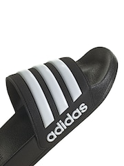adidas Black/White Sportswear Adilette Shower Sliders - Image 8 of 9