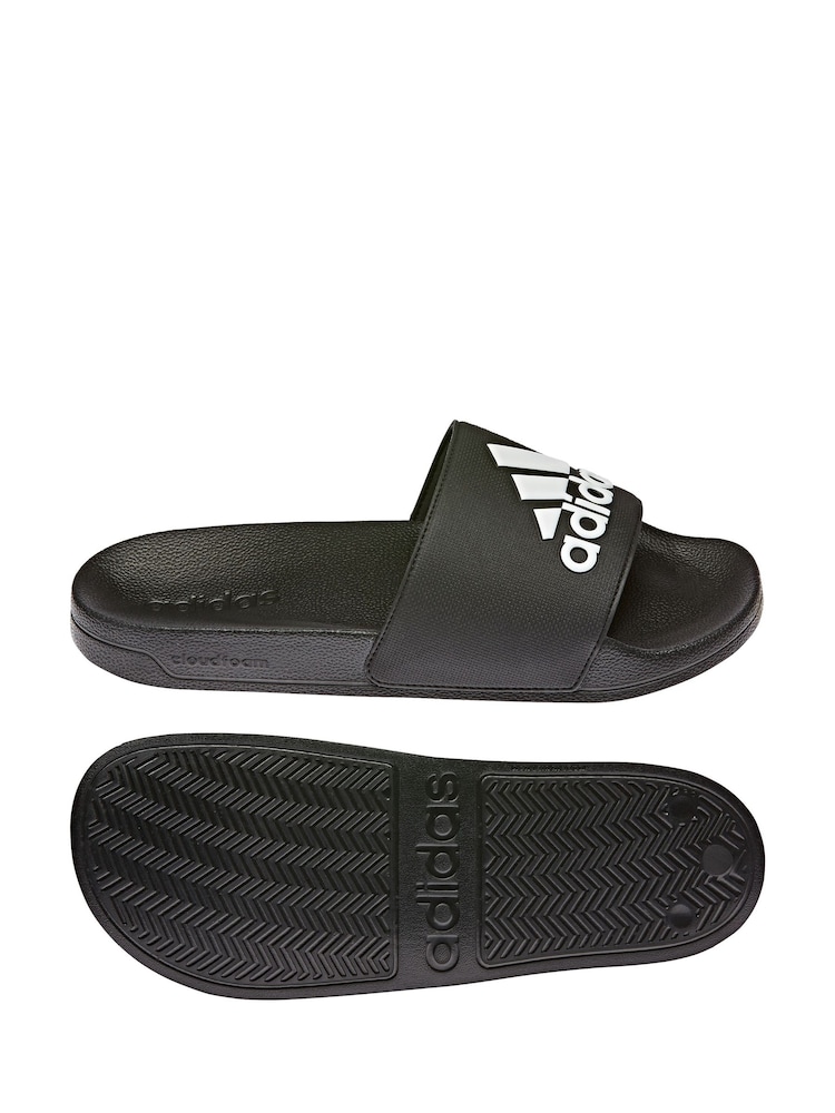 adidas Black Sportswear Adilette Shower Slides - Image 2 of 10