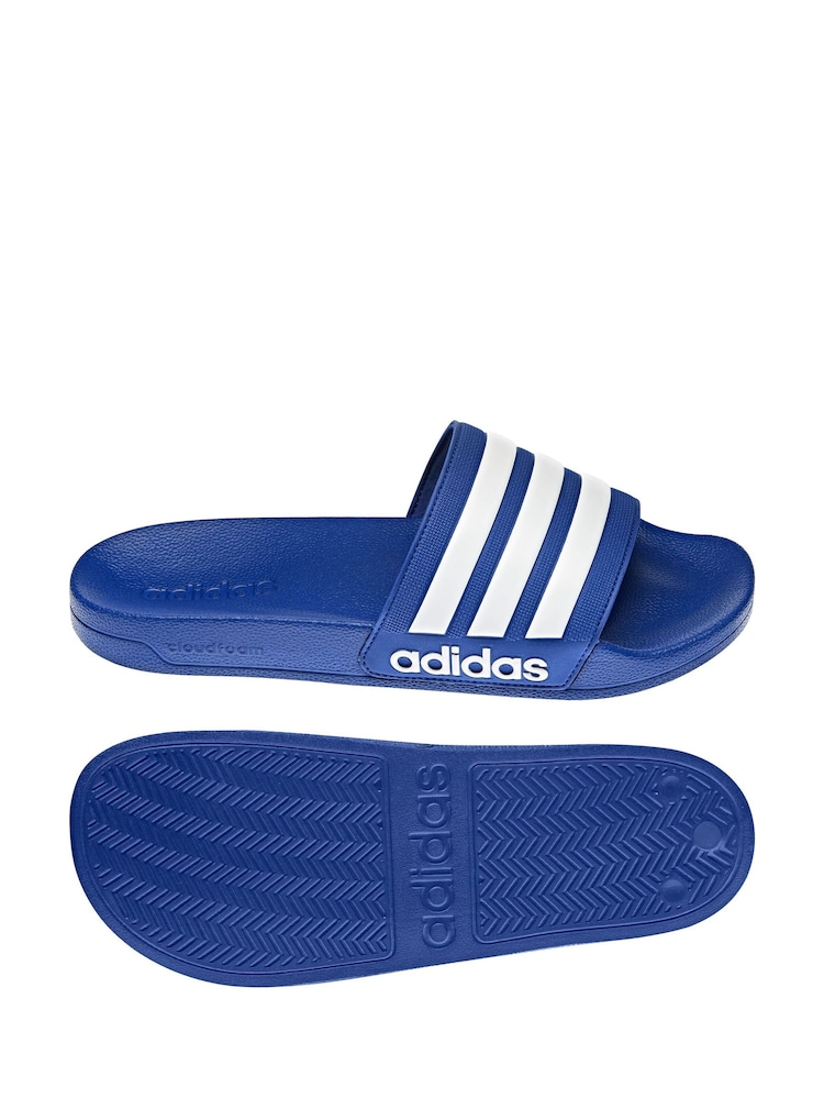 adidas Blue Sportswear Adilette Shower Sliders - Image 3 of 7