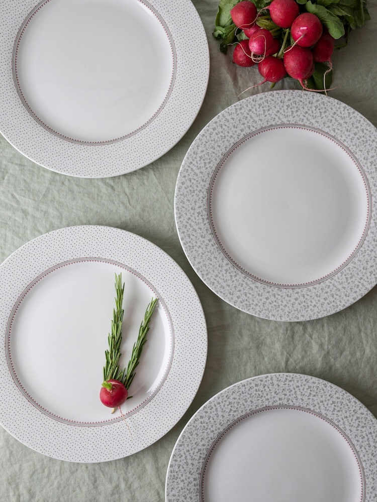 Laura Ashley Set of 4 White Wild Clematis Dinner Set of 4 Dinner Plates - Image 1 of 3