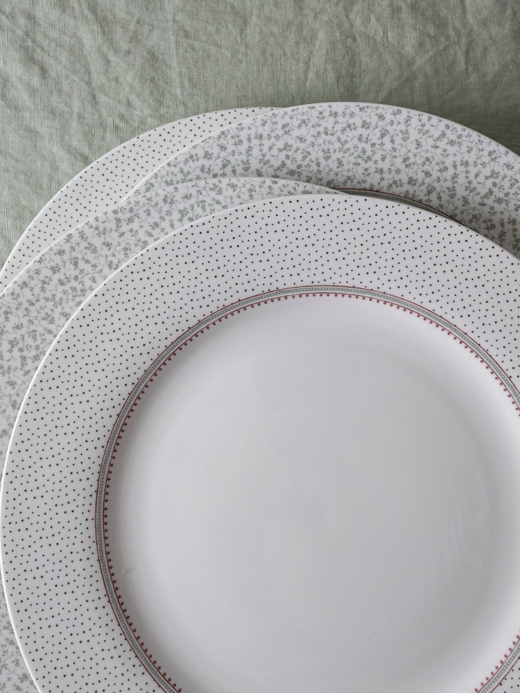 Laura Ashley Set of 4 White Wild Clematis Dinner Set of 4 Dinner Plates - Image 2 of 3