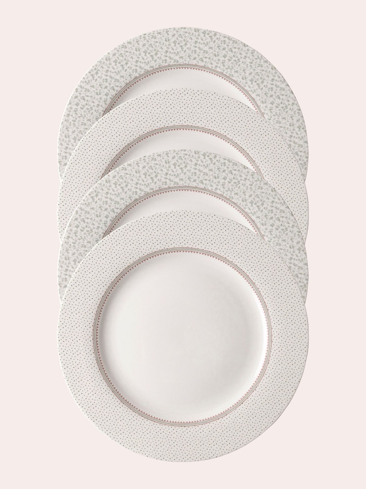 Laura Ashley Set of 4 White Wild Clematis Dinner Set of 4 Dinner Plates - Image 3 of 3