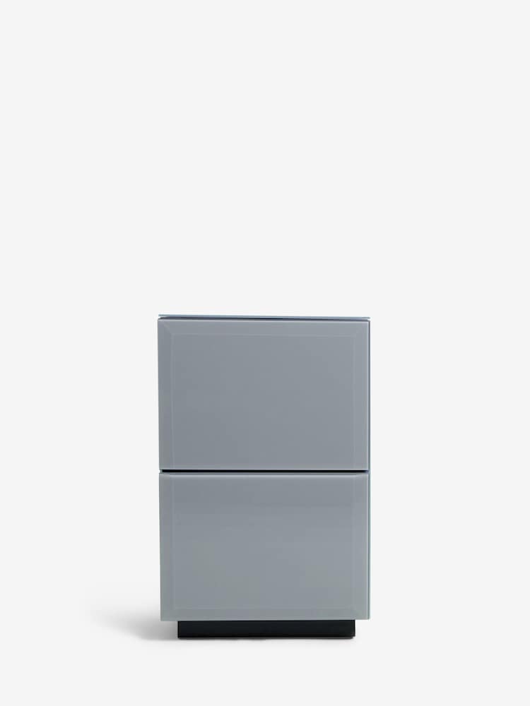Grey Sloane Glass Collection Luxe 2 Drawer Slim Bedside Table - Image 2 of 8 Grey Sloane Glass Collection Luxe 2 Drawer Slim Bedside Table - Image 2 of 8