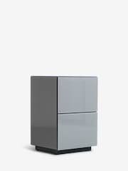 Grey Sloane Glass Collection Luxe 2 Drawer Slim Bedside Table - Image 3 of 8