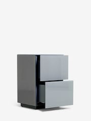 Grey Sloane Glass Collection Luxe 2 Drawer Slim Bedside Table - Image 5 of 8